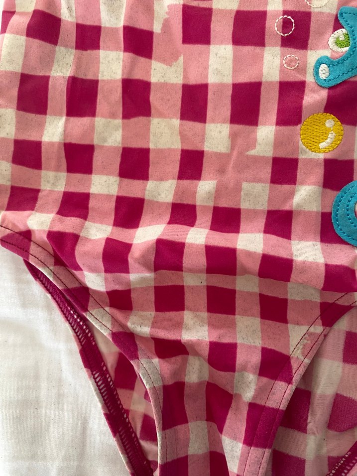 Pembe Kareli Kız Çocuk Mayo - Görsel 2