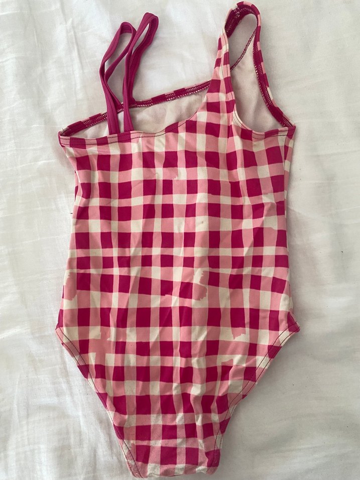 Pembe Kareli Kız Çocuk Mayo - Görsel 4