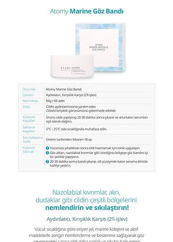 Atomy Doğal Siyah Göz Maskesi - Görsel 12