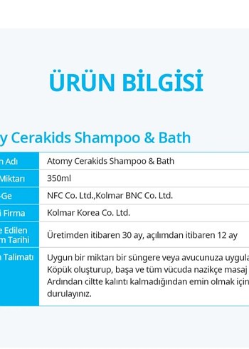 Atomy Cerakids Bebek Şampuanı ve Banyosu 350 ml - Görsel 9