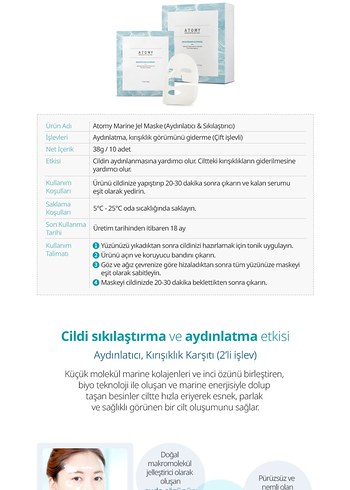 Atomy Aydınlatıcı ve Sıkılaştırıcı Maske - Görsel 10
