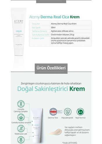 Atomy Derma Real Cica El Kremi 50 ml - Görsel 3