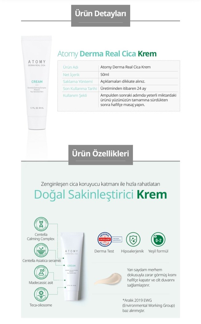 Atomy Derma Real Cica El Kremi 50 ml - Görsel 3