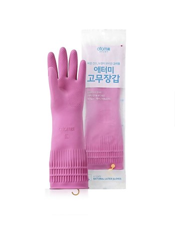 Pembe Elastik Doğal Lateks Kadın Eldiveni - Görsel 2