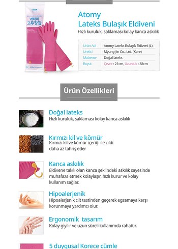 Pembe Elastik Doğal Lateks Kadın Eldiveni - Görsel 6