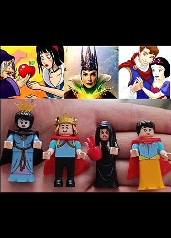 lego tarzı benzeri mini figür oyuncak set pamuk prenses cadı elm