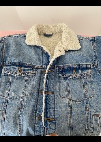 Düğmeli Mavi çocuk Denim Ceket