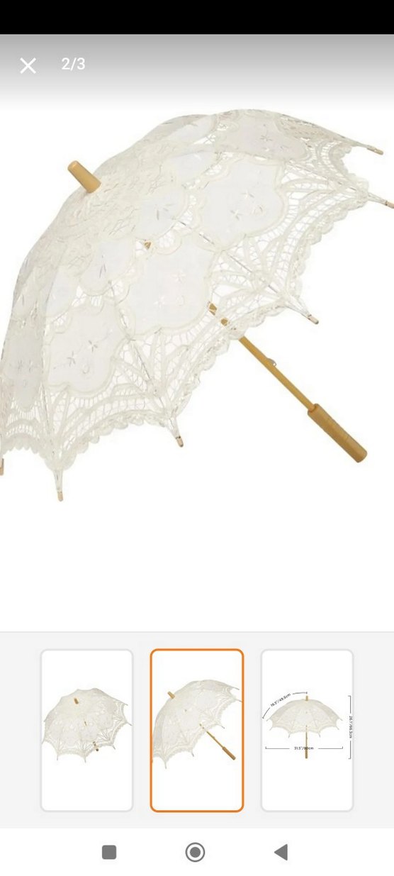 Dantel Detaylı Beyaz Bohem Kadın Şemsiye - Görsel 2