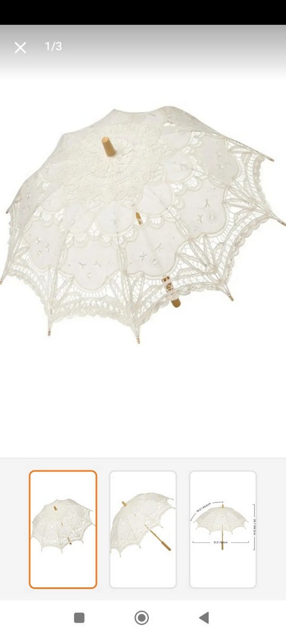 Dantel Detaylı Beyaz Bohem Kadın Şemsiye - Görsel 3