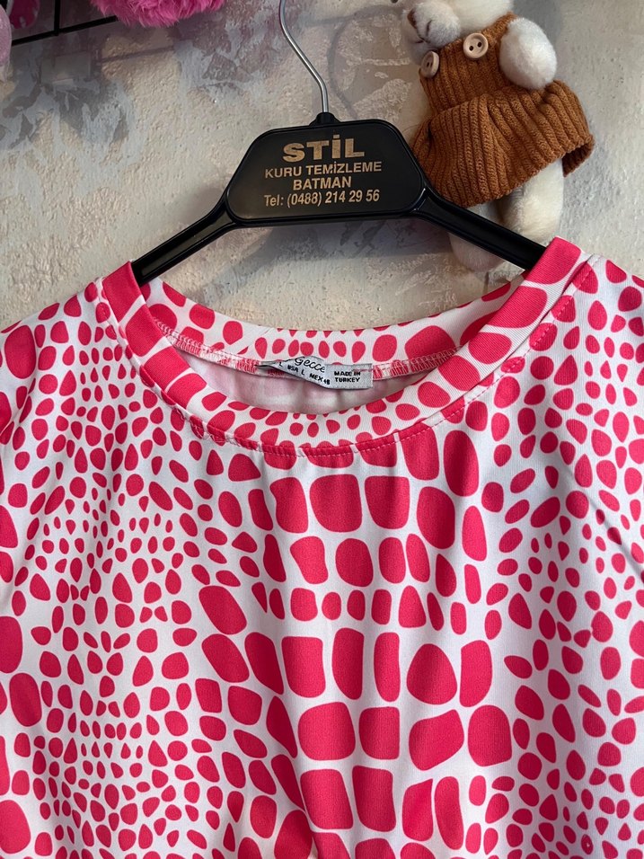 Kız Çocuk Pembe Bağcıklı Kısa Kollu Bluz - Görsel 2