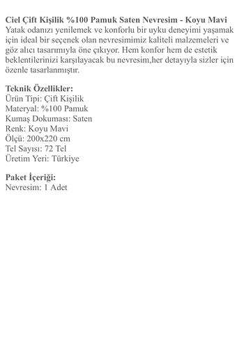 Madame Coco Çift Kişilik %100 Pamuk Saten Nevresim - Koyu Mavi - Görsel 2