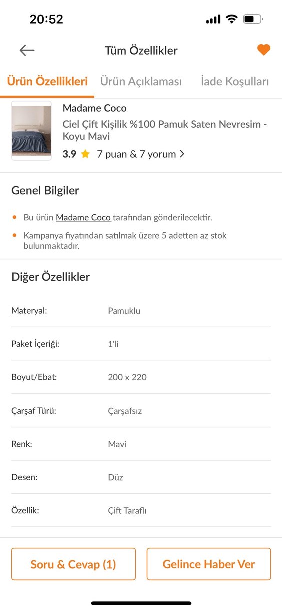 Madame Coco Çift Kişilik %100 Pamuk Saten Nevresim - Koyu Mavi - Görsel 3