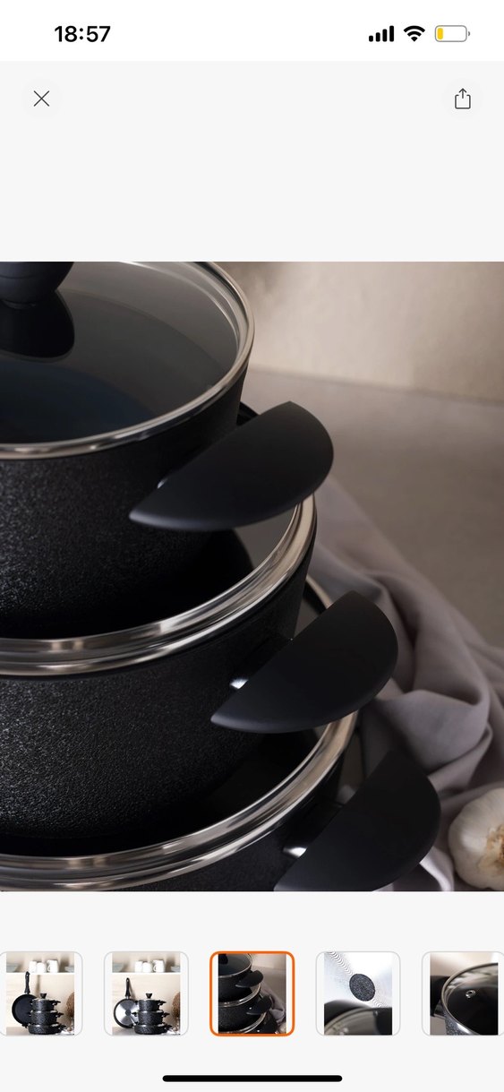 MADAME COCO 7 Parça Titanium Tencere Seti - Görsel 3