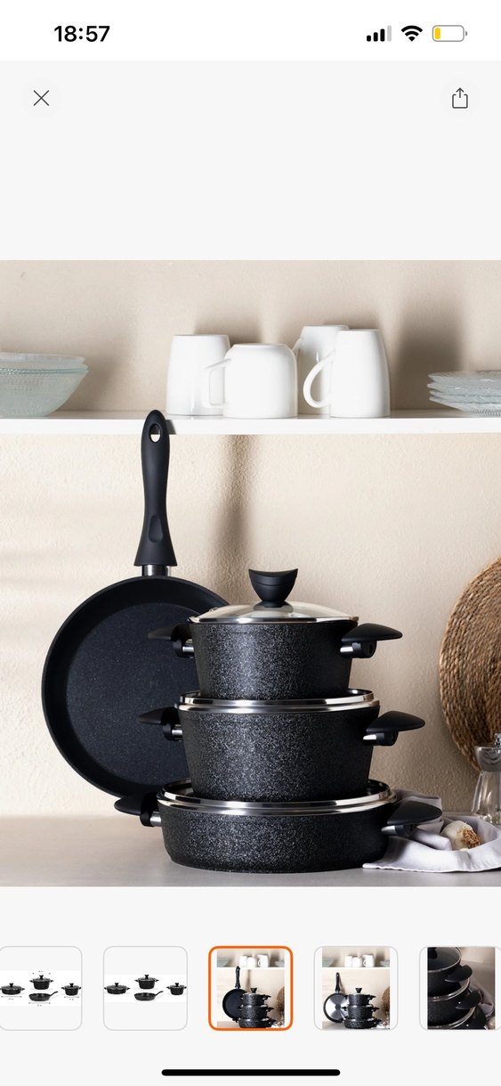 MADAME COCO 7 Parça Titanium Tencere Seti - Görsel 5