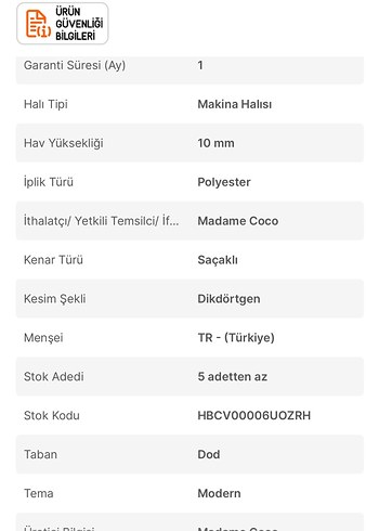 TAM 4.200 TLlik Madame Coco Halı sadece 1199 tl - Görsel 4