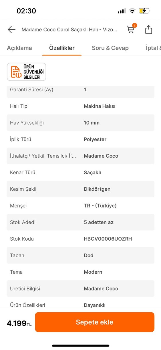 TAM 4.200 TLlik Madame Coco Halı sadece 1199 tl - Görsel 4