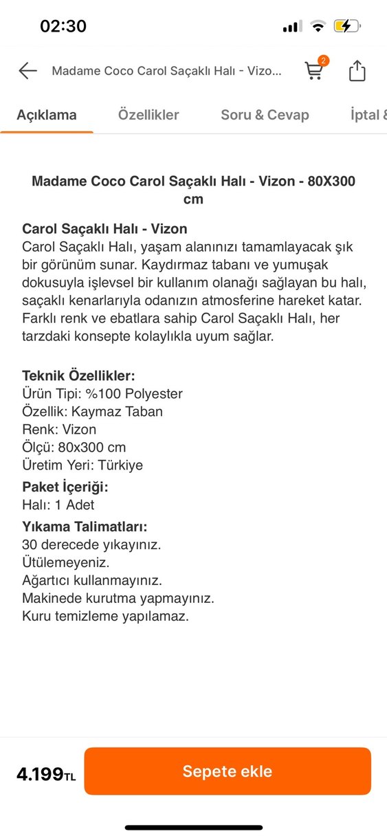 TAM 4.200 TLlik Madame Coco Halı sadece 1199 tl - Görsel 3