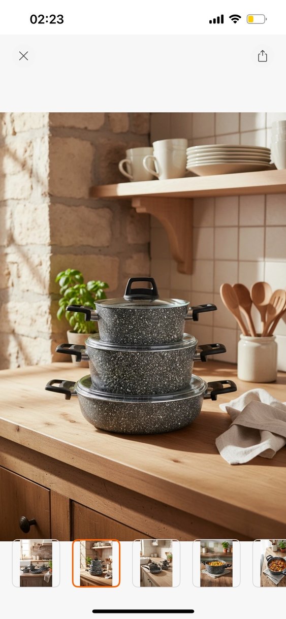 Bernardo 7 Parça Granit Tencere Seti - Görsel 3