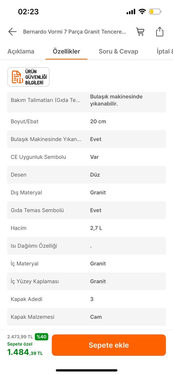 Bernardo 7 Parça Granit Tencere Seti - Görsel 4