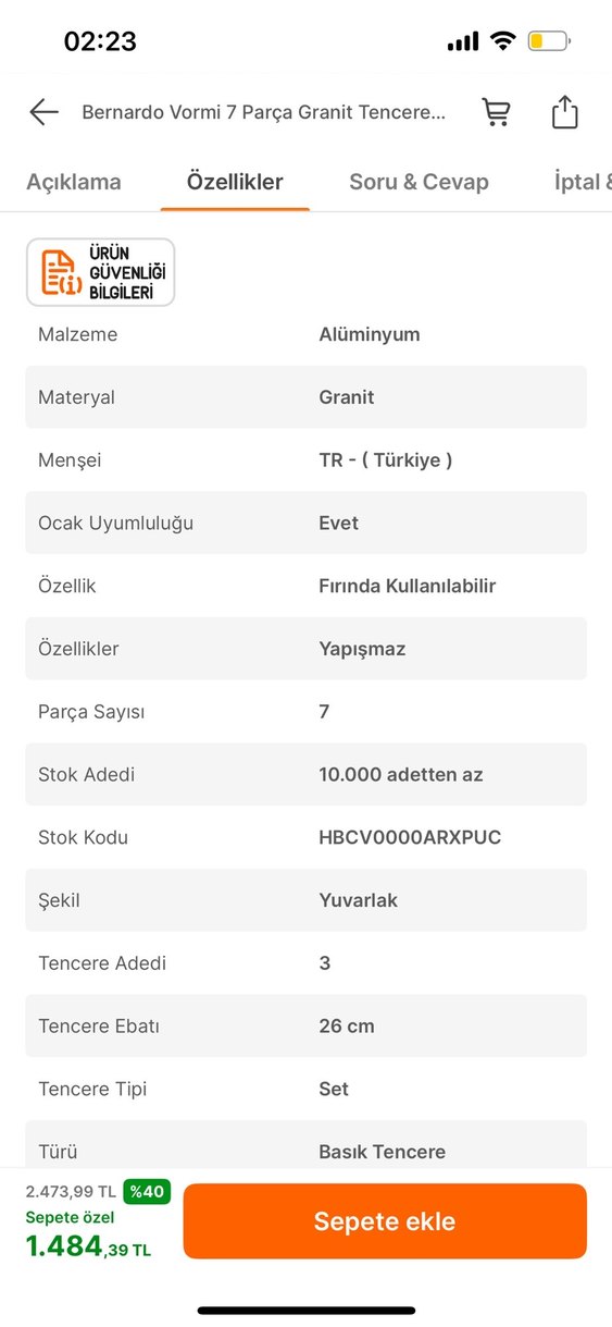 Bernardo 7 Parça Granit Tencere Seti - Görsel 5