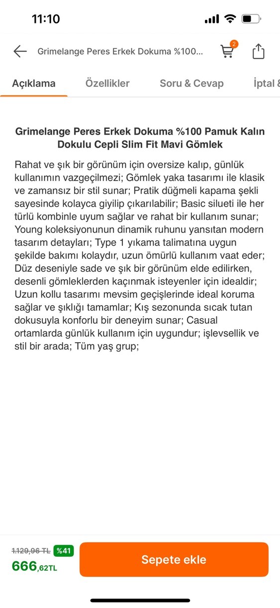 GRIMELANGE %100 Pamuk ŞAHANE Kalite Slim-Fit Gömlek - Görsel 2