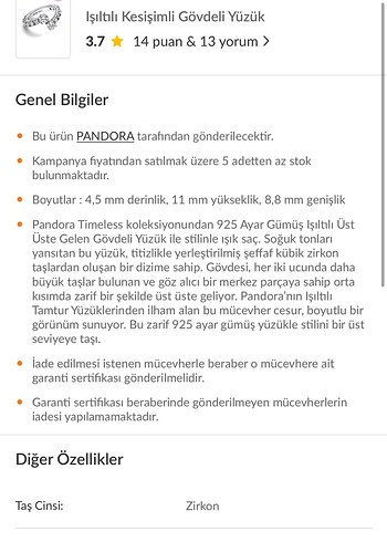 *ORİJİNAL PANDORA Işıltılı Kesişimli no.54 Tektaş Yüzük - Görsel 5