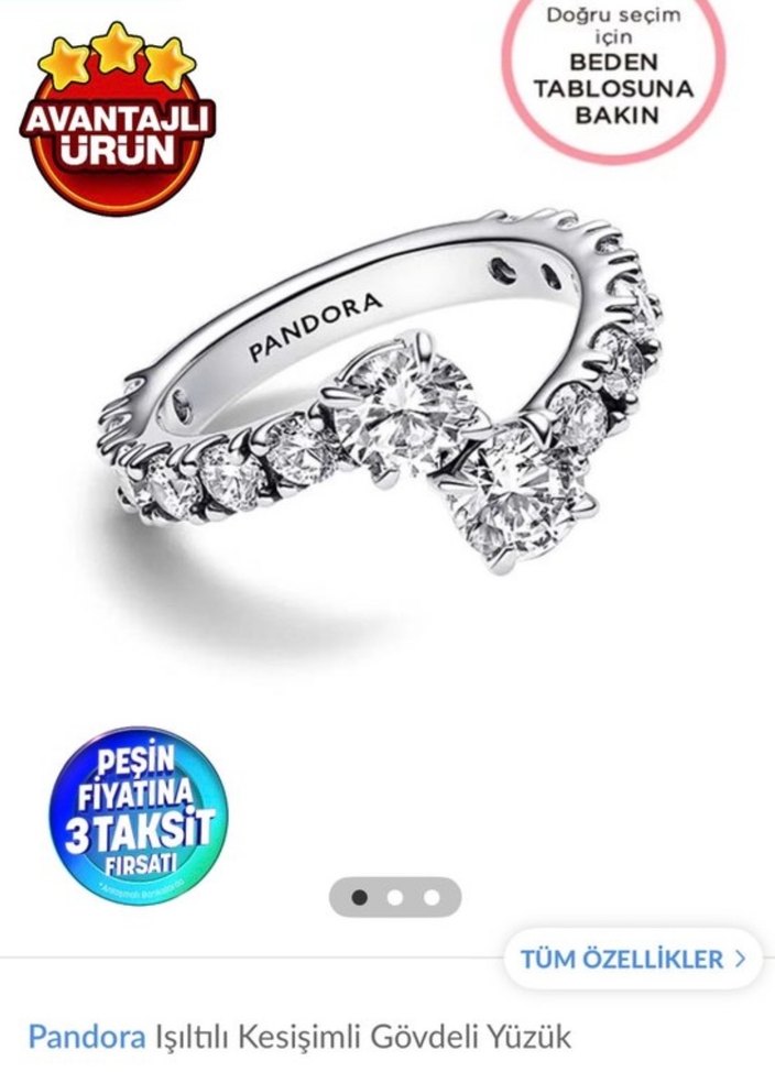 *ORİJİNAL PANDORA Işıltılı Kesişimli no.54 Tektaş Yüzük - Görsel 2
