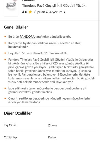 ORİJİNAL PANDORA Timeless PAVE Elegant 48 numara Yüzük - Görsel 3