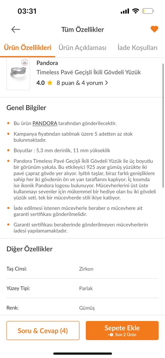 ORİJİNAL PANDORA Timeless PAVE Elegant 48 numara Yüzük - Görsel 3