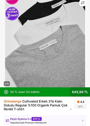 Grimelange Erkek Organik Pamuk 3'lü Tişört - Görsel 9