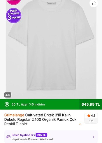 Grimelange Erkek Organik Pamuk 3'lü Tişört - Görsel 11