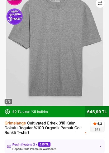 Grimelange Erkek Organik Pamuk 3'lü Tişört - Görsel 10