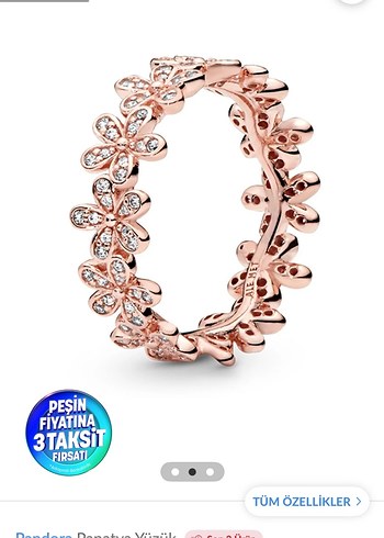 PANDORA PEMBE ALTIN KAPLAMA Papatya Yüzük - Görsel 7