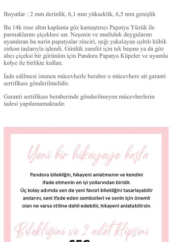 PANDORA PEMBE ALTIN KAPLAMA Papatya Yüzük - Görsel 2