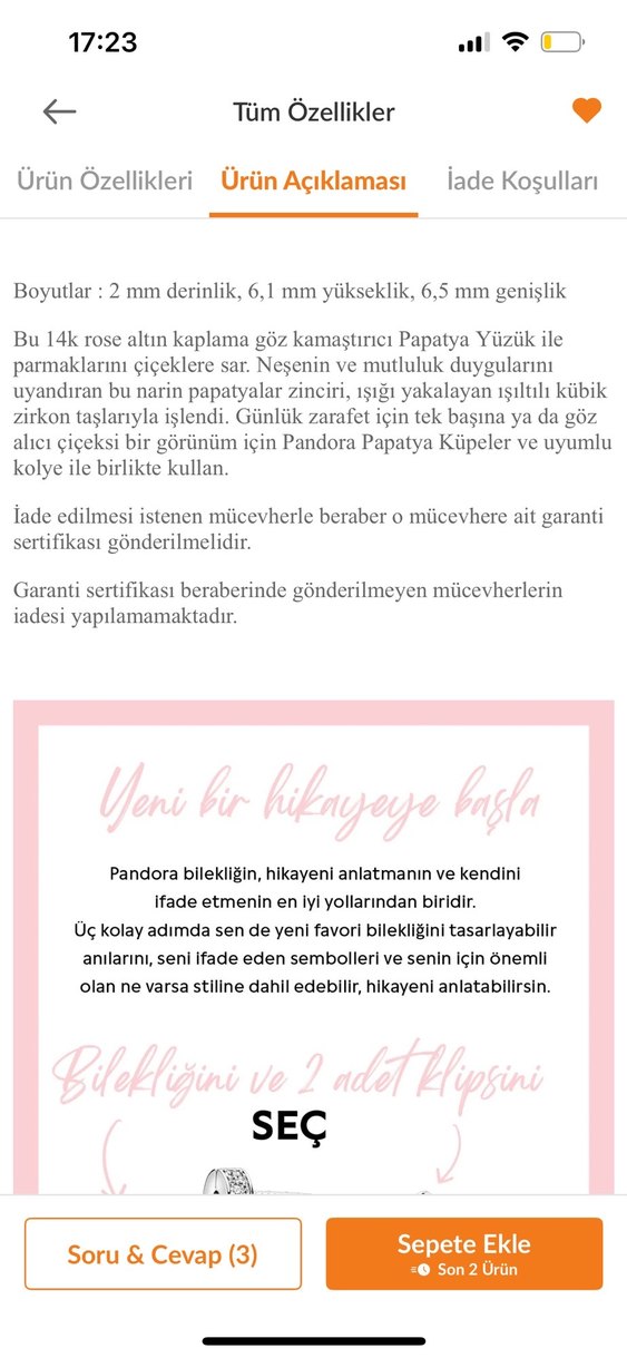 PANDORA PEMBE ALTIN KAPLAMA Papatya Yüzük - Görsel 2
