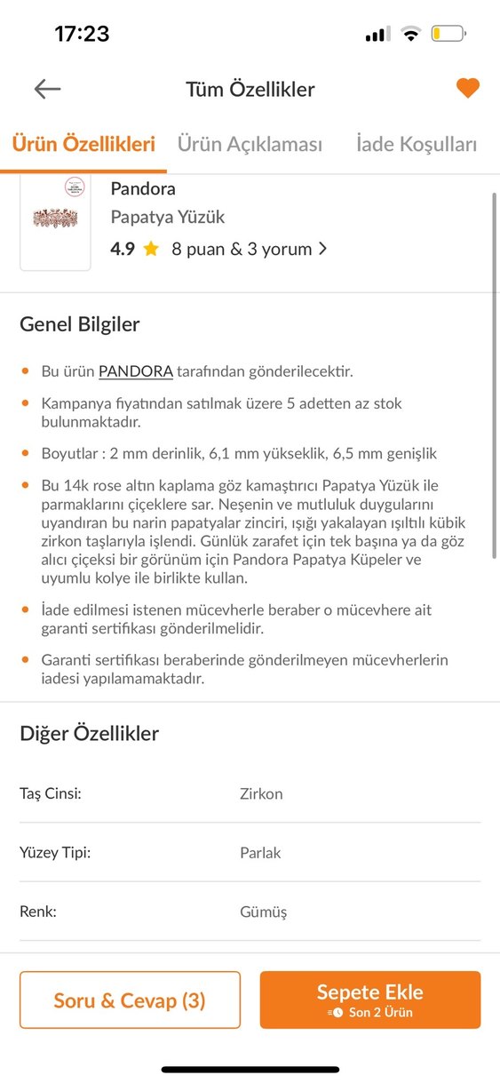 PANDORA PEMBE ALTIN KAPLAMA Papatya Yüzük - Görsel 3