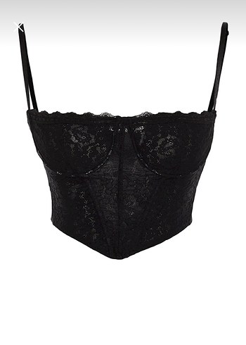 Dantel Detaylı Siyah Bustiyer - Görsel 3