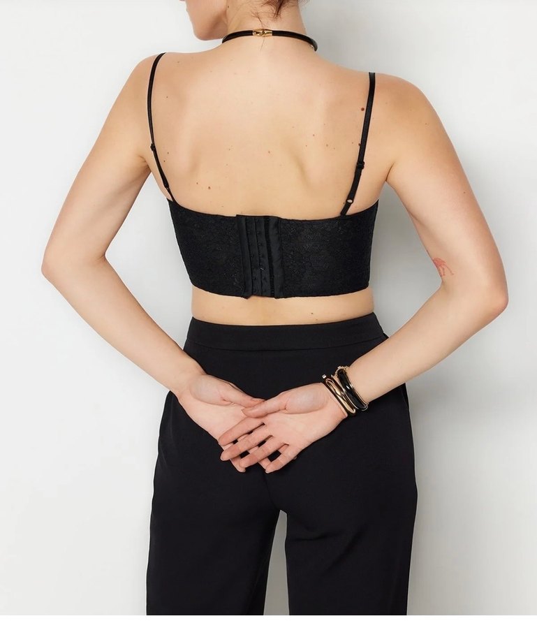 Dantel Detaylı Siyah Bustiyer - Görsel 2