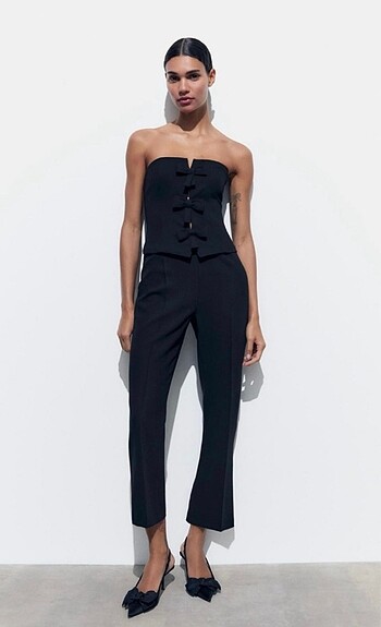Zara fiyonk straplez tulum