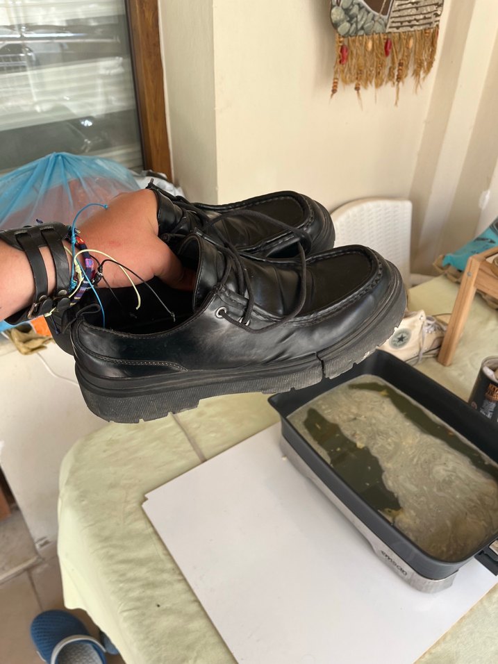 bershka rugan Siyah Tokalı Platform Topuklu Kadın Oxford Ayakkab - Görsel 2