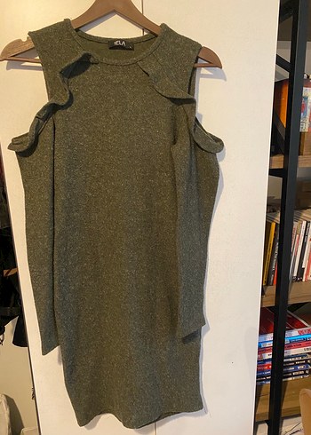 Kadın Gri Uzun Kollu Triko Elbise - Görsel 2