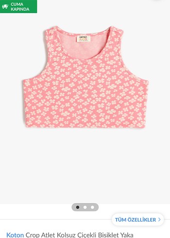 Koton Pembe Cicekli Crop Atlet