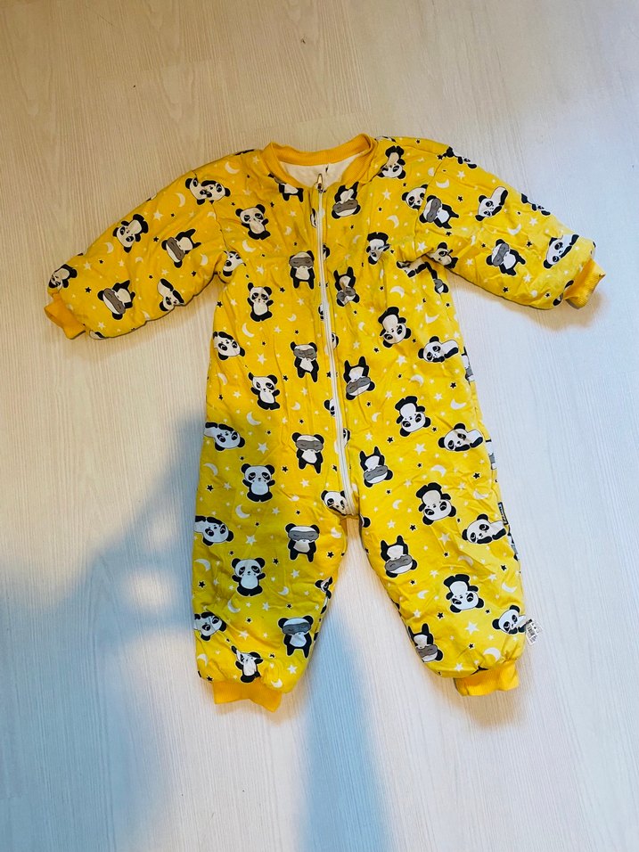 Renkli Baskılı Sarı Bebek Tulumu - Görsel 2