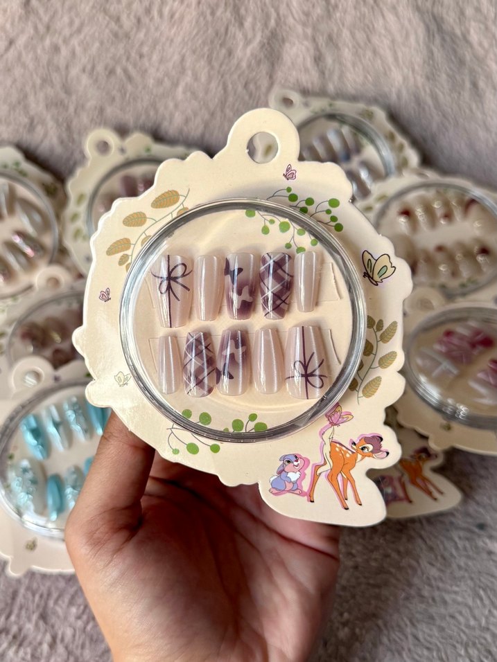 Kelebek Nail Art Lila Takma Tırnak Seti — görsel 6/9