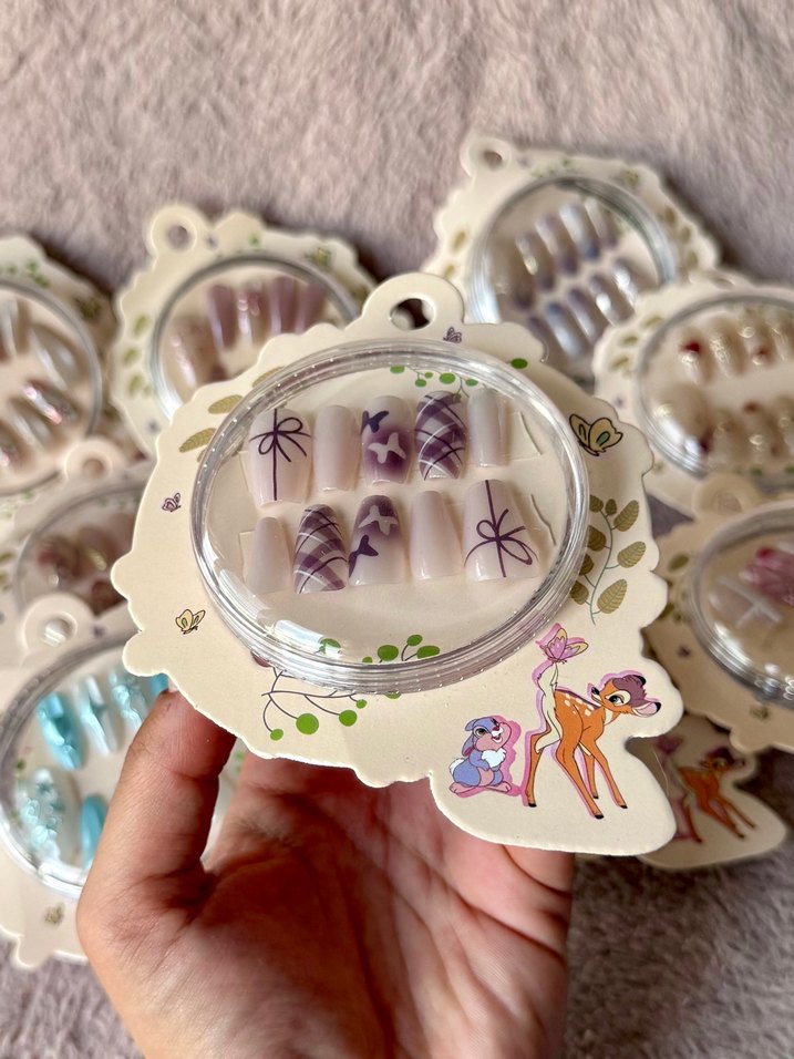 Kelebek Nail Art Lila Takma Tırnak Seti — görsel 4/9
