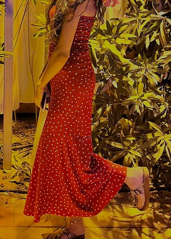 Kırmızı puantiyeli elbise Trendyolmilla - Görsel 4