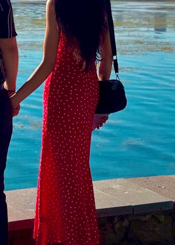 Kırmızı puantiyeli elbise Trendyolmilla - Görsel 3