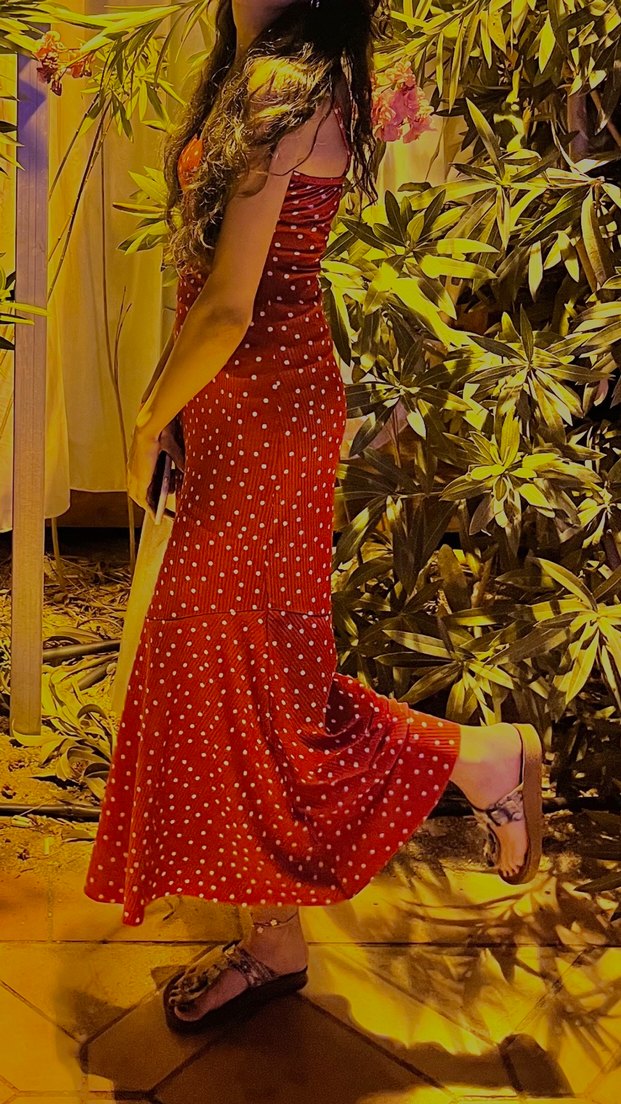 Kırmızı puantiyeli elbise Trendyolmilla - Görsel 4