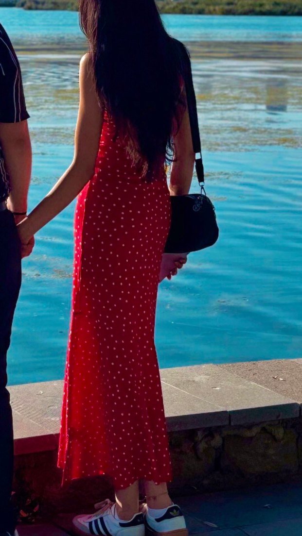 Kırmızı puantiyeli elbise Trendyolmilla - Görsel 3