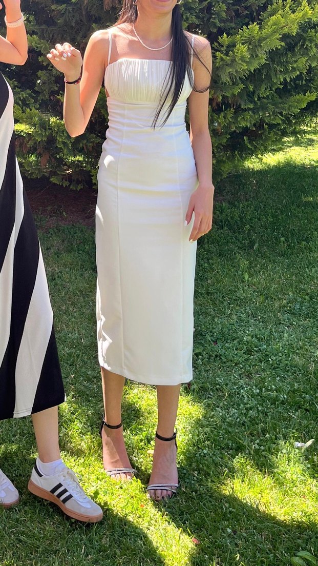 Beyaz Midi Kadın Elbise - Görsel 3